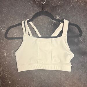 Oiselle Cream Strappy Sports Bra
